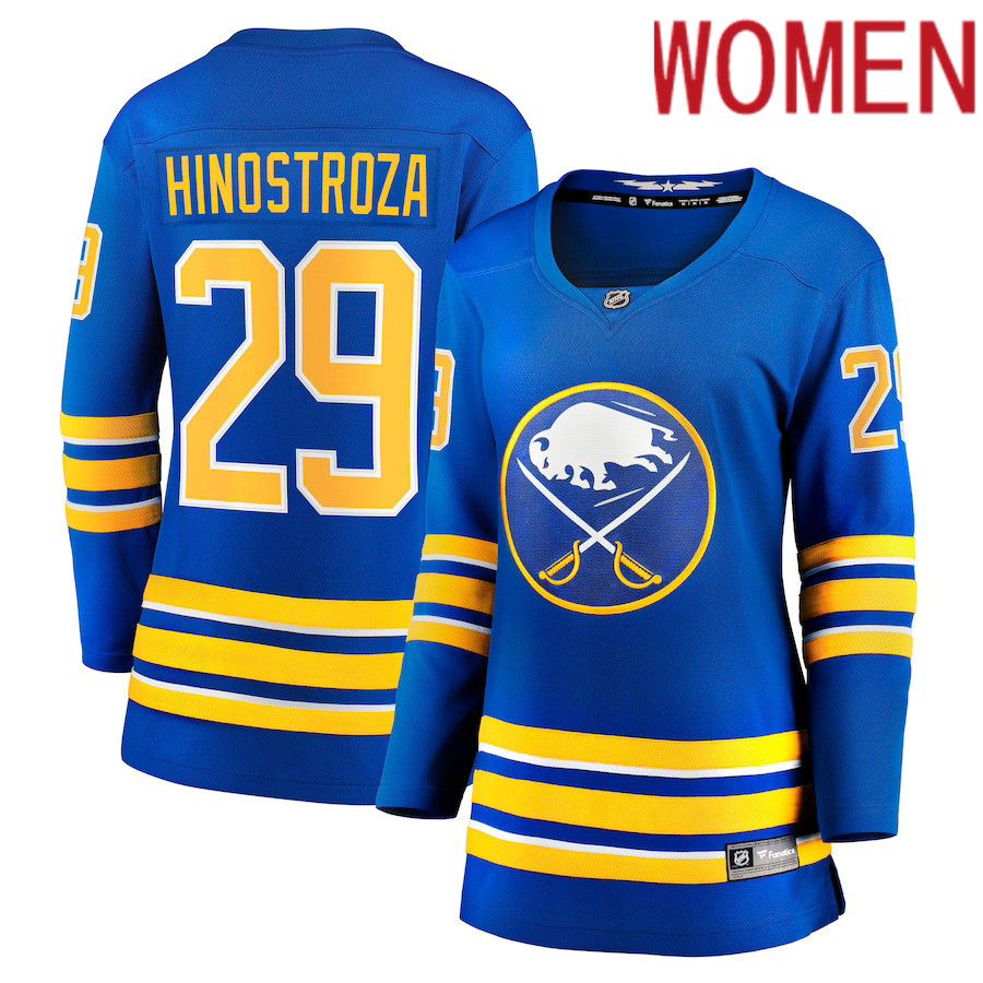 Women Buffalo Sabres #29 Vinnie Hinostroza Fanatics Branded Royal Home Breakaway Player NHL Jersey